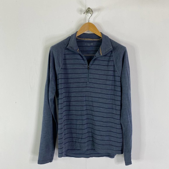 Smartwool Merino Wool 1/4 Zip Base Layer Top Shirt Stripes Mens XL - Picture 10 of 10